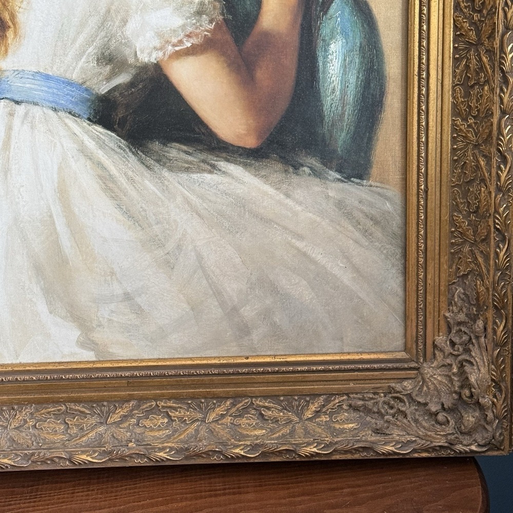 The New Dress Edwin Long 24x30 Carved Gold Frame Linen Canvas Glazed Portrait - Picture 7 of 10